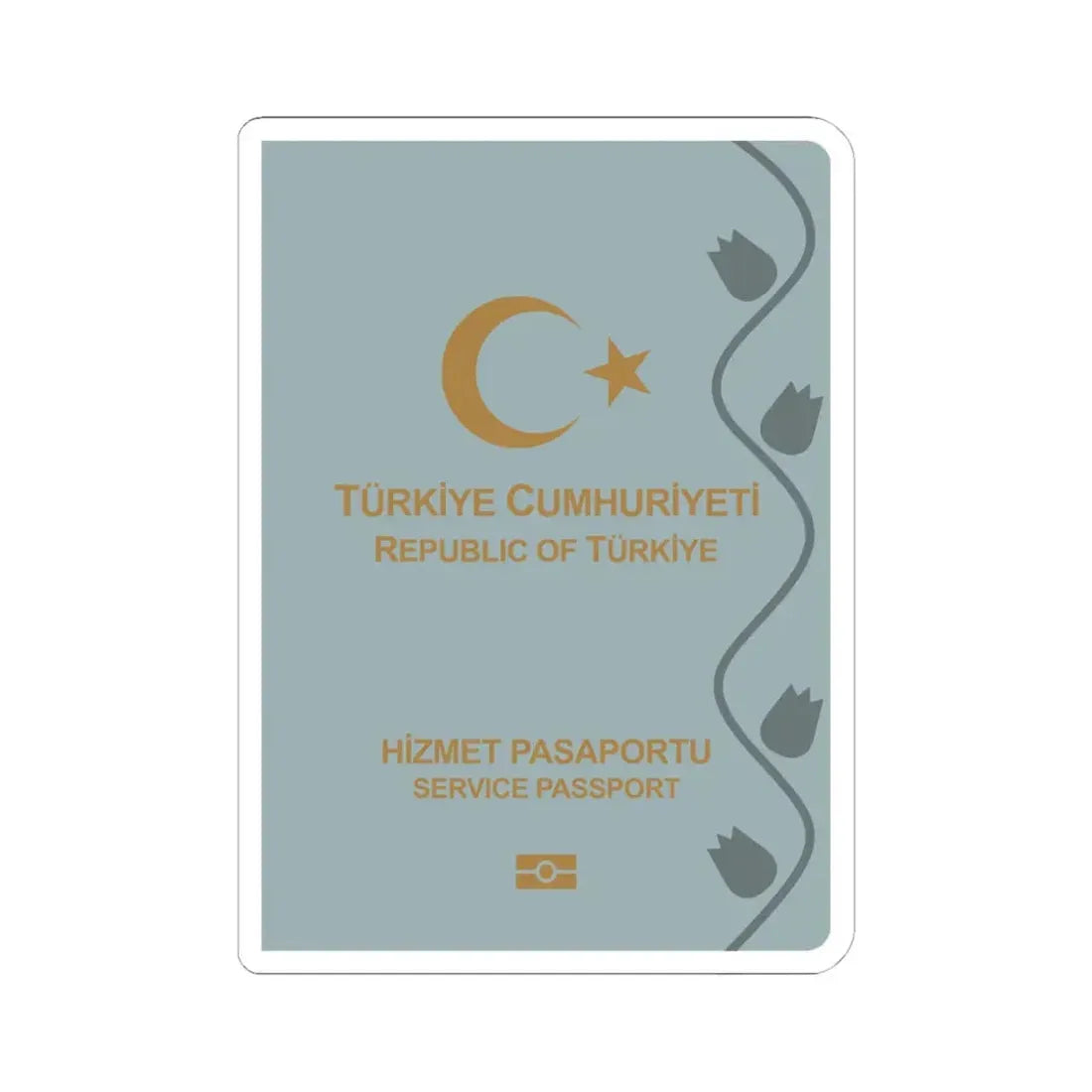 Turkish Passport (Service) - STICKER Vinyl Kiss-Cut Decal 4 Inch White - The Sticker Space