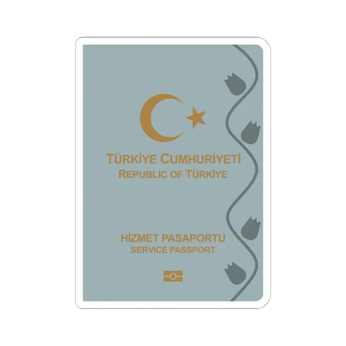 Turkish Passport (Service) - STICKER Vinyl Kiss-Cut Decal 6 Inch White - The Sticker Space