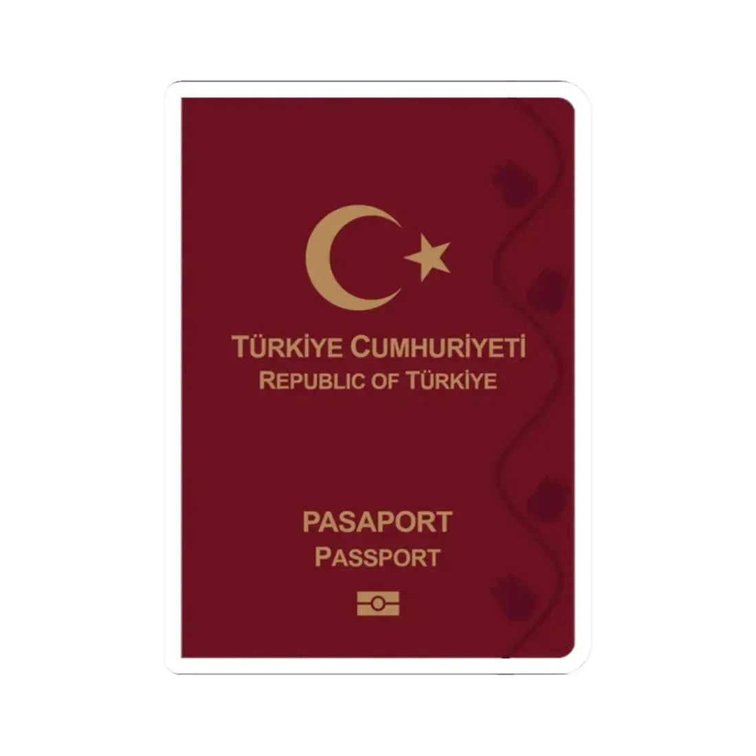 Turkish Passport - STICKER Vinyl Kiss-Cut Decal 2 Inch White - The Sticker Space