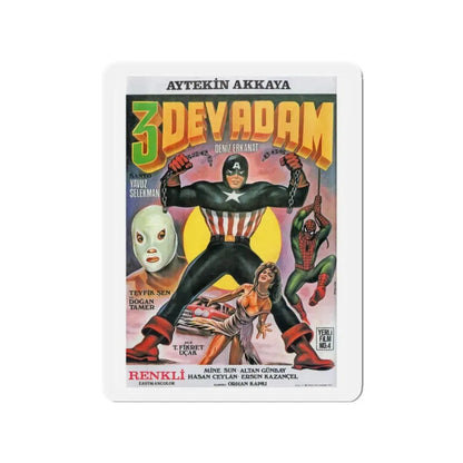TURKISH SPIDER-MAN (3 DEV ADAM) 1973 Movie Poster - Refrigerator Magnet 2 Inch Die-Cut - The Sticker Space