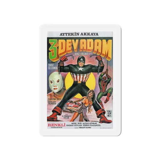 TURKISH SPIDER-MAN (3 DEV ADAM) 1973 Movie Poster - Refrigerator Magnet 6 Inch Die-Cut - The Sticker Space
