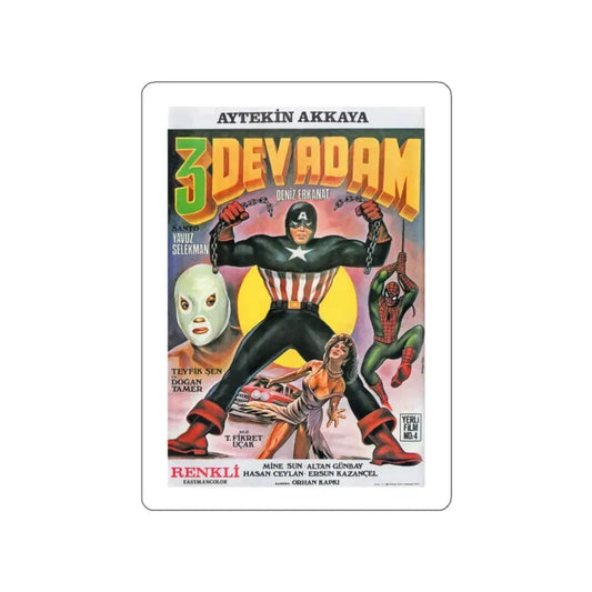 TURKISH SPIDER-MAN (3 DEV ADAM) 1973 Movie Poster STICKER Vinyl Die-Cut Decal 2 Inch - The Sticker Space