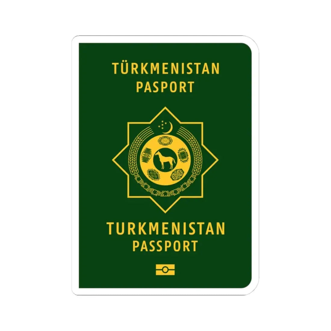 Turkmen Passport - STICKER Vinyl Kiss-Cut Decal 3 Inch White - The Sticker Space