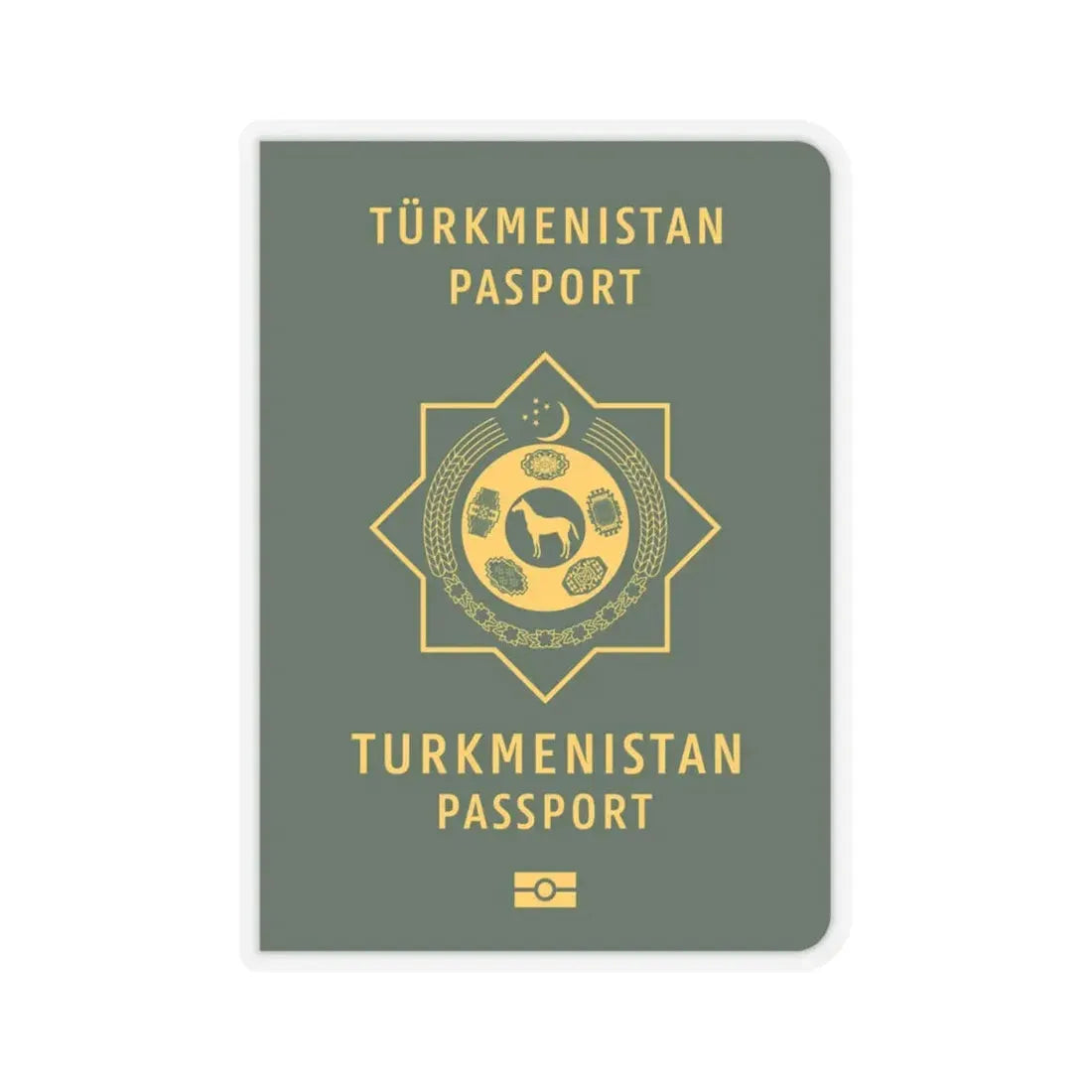 Turkmen Passport - STICKER Vinyl Kiss-Cut Decal 4 Inch Transparent - The Sticker Space