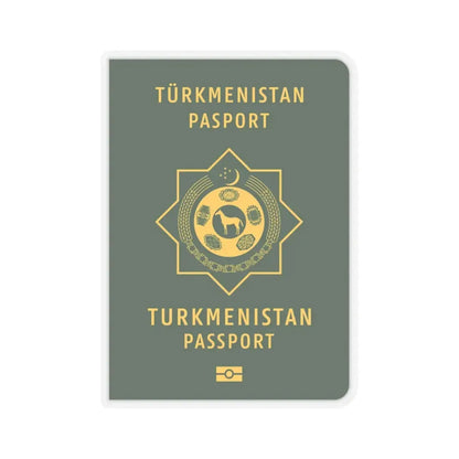 Turkmen Passport - STICKER Vinyl Kiss-Cut Decal 4 Inch Transparent - The Sticker Space