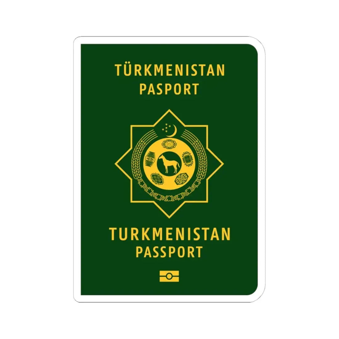 Turkmen Passport - STICKER Vinyl Kiss-Cut Decal 4 Inch White - The Sticker Space