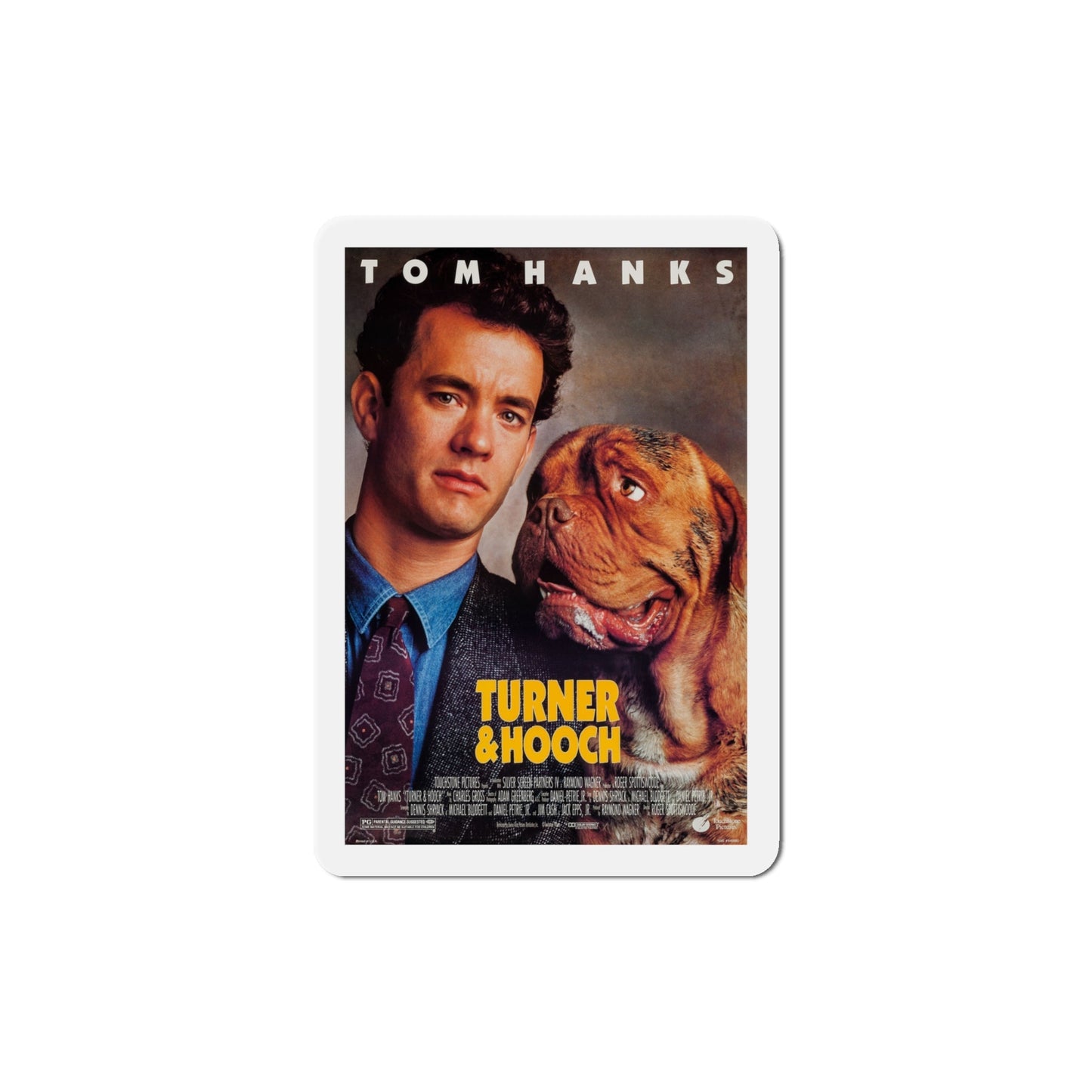 Turner & Hooch 1989 Movie Poster Die-Cut Magnet-4" x 4"-The Sticker Space