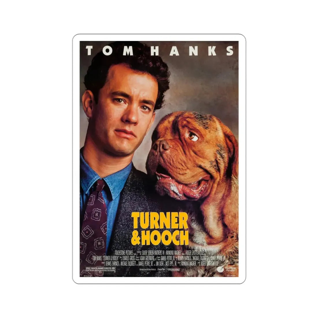 Turner & Hooch 1989 Movie Poster STICKER Vinyl Die-Cut Decal 3 Inch - The Sticker Space