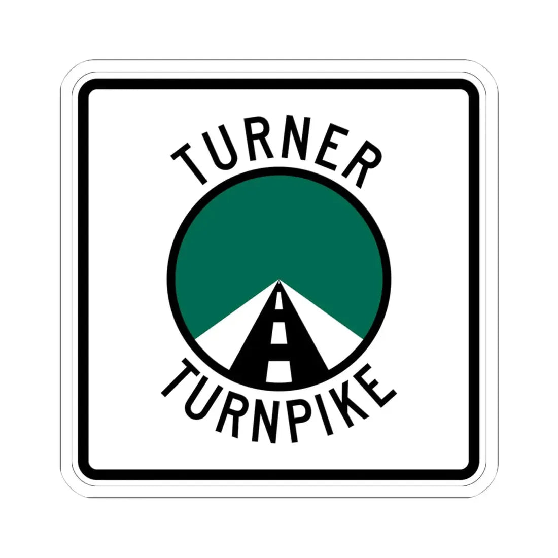 Turner Turnpike (Oklahoma) (Road Sign) STICKER Vinyl Kiss-Cut Decal 4 Inch White - The Sticker Space