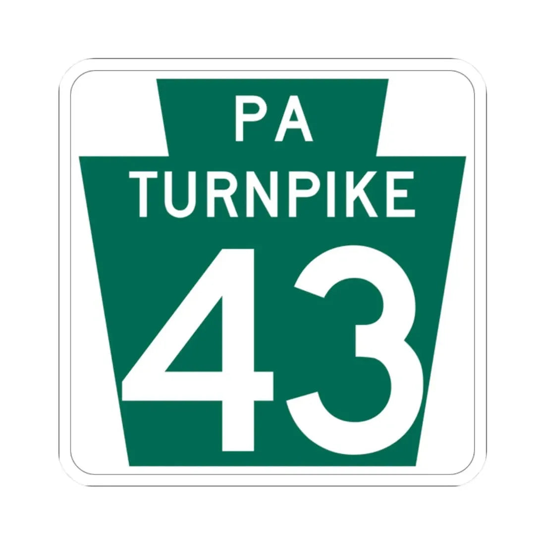 Turnpike-43 (Pennsylvania) (Road Sign) STICKER Vinyl Kiss-Cut Decal 2 Inch White - The Sticker Space