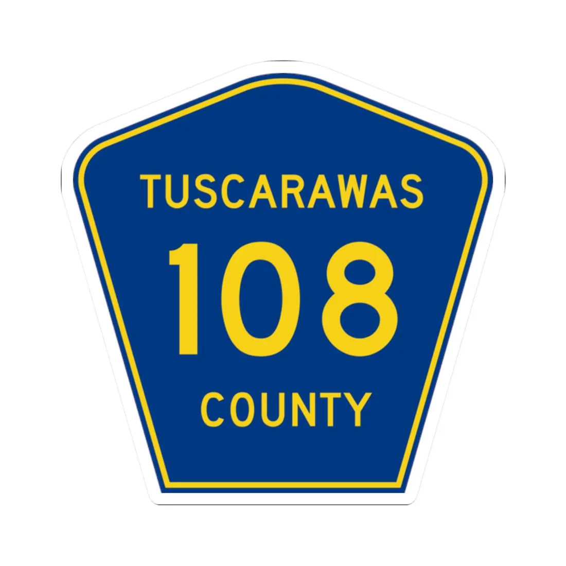 Tuscarawas County 108 (Ohio) (Road Sign) STICKER Vinyl Kiss-Cut Decal 2 Inch White - The Sticker Space