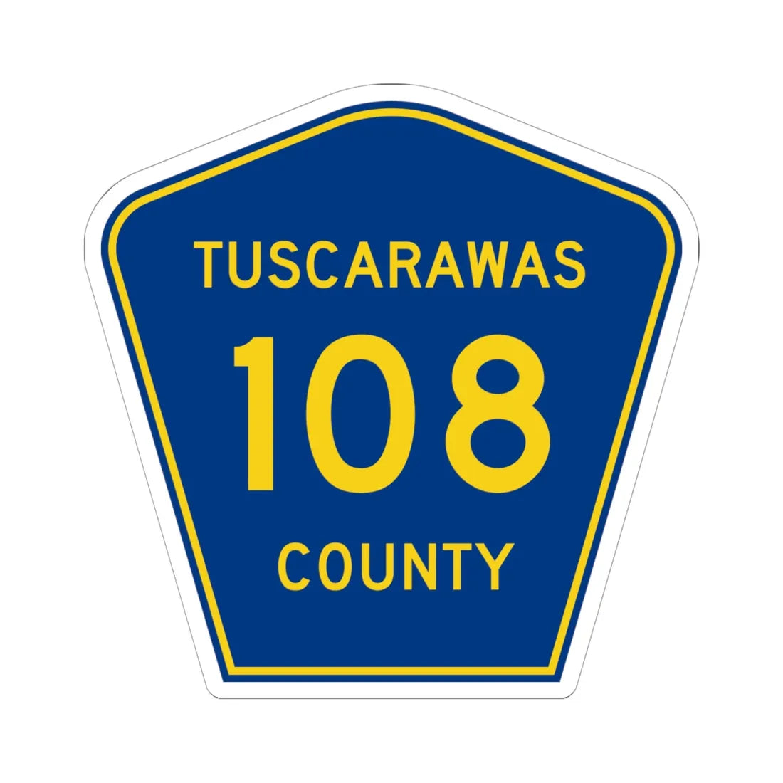 Tuscarawas County 108 (Ohio) (Road Sign) STICKER Vinyl Kiss-Cut Decal 6 Inch White - The Sticker Space