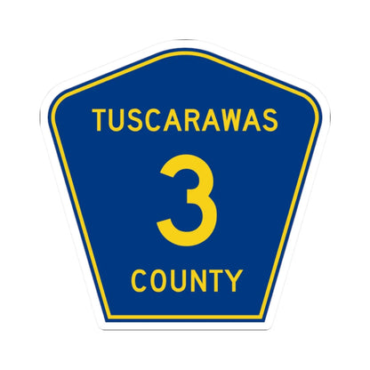 Tuscarawas County 3 (Ohio) (Road Sign) STICKER Vinyl Kiss-Cut Decal 2 Inch White - The Sticker Space