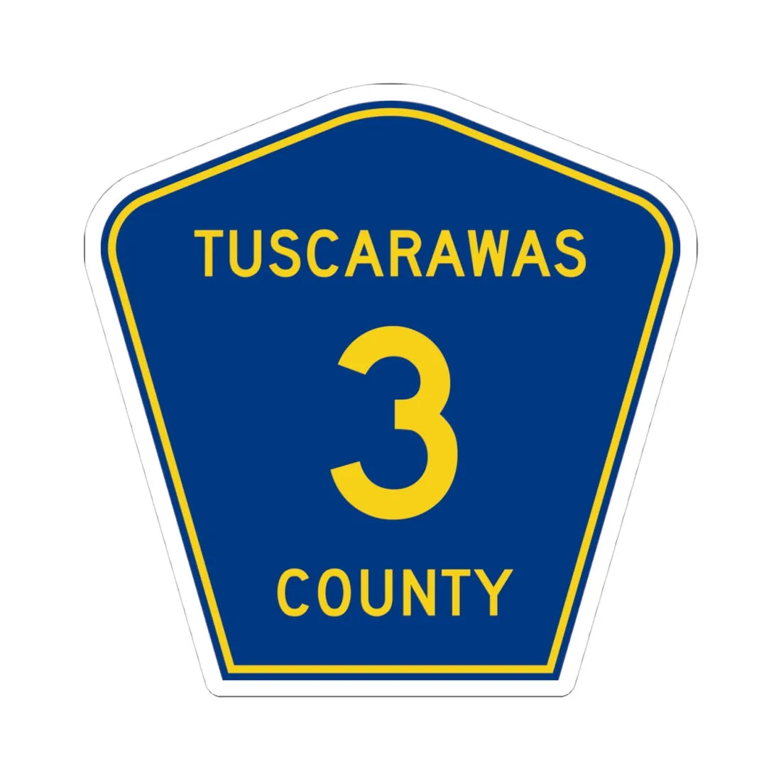 Tuscarawas County 3 (Ohio) (Road Sign) STICKER Vinyl Kiss-Cut Decal 4 Inch White - The Sticker Space