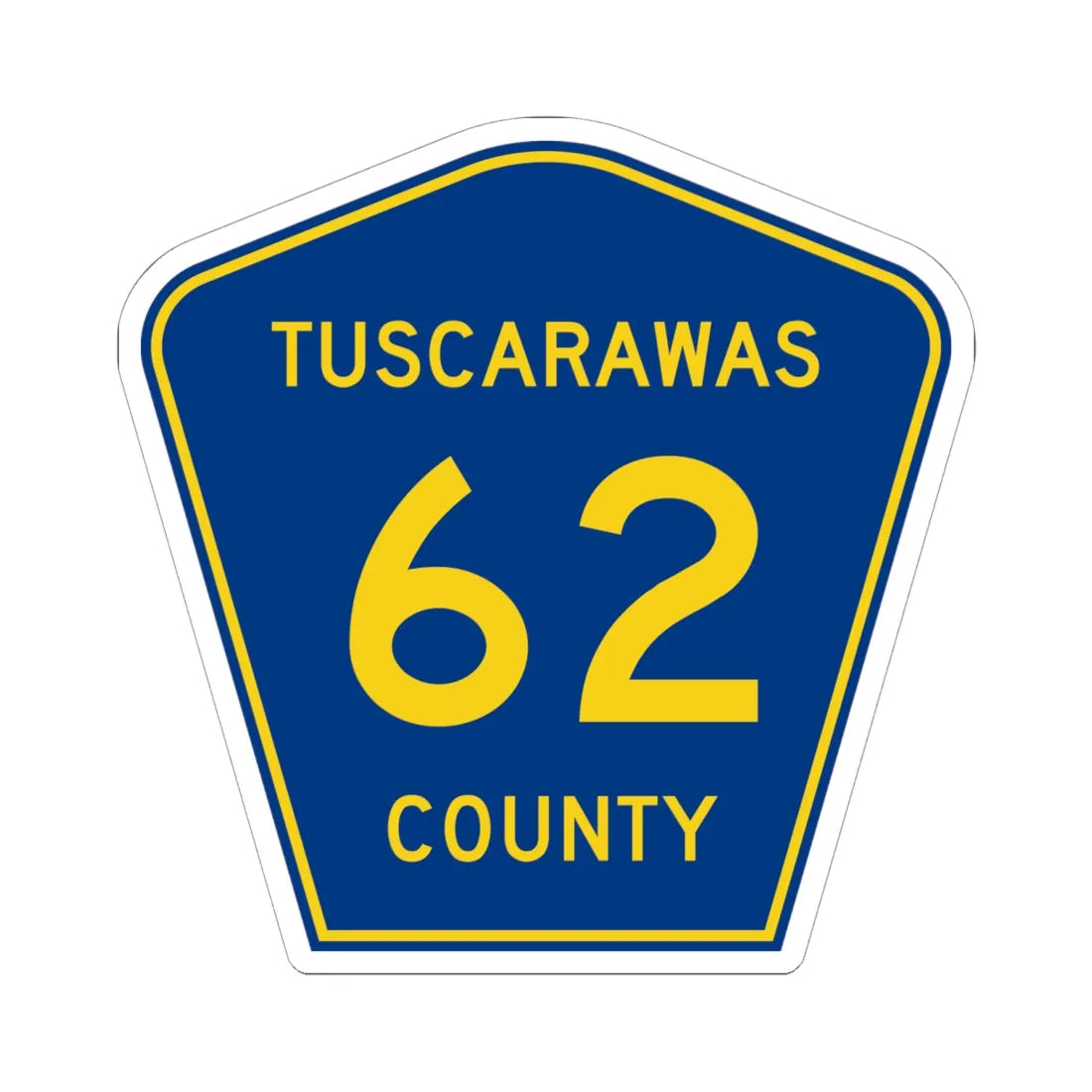 Tuscarawas County 62 (Ohio) (Road Sign) STICKER Vinyl Kiss-Cut Decal 6 Inch White - The Sticker Space