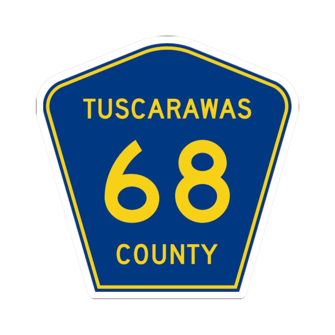 Tuscarawas County 68 (Ohio) (Road Sign) STICKER Vinyl Kiss-Cut Decal 2 Inch White - The Sticker Space