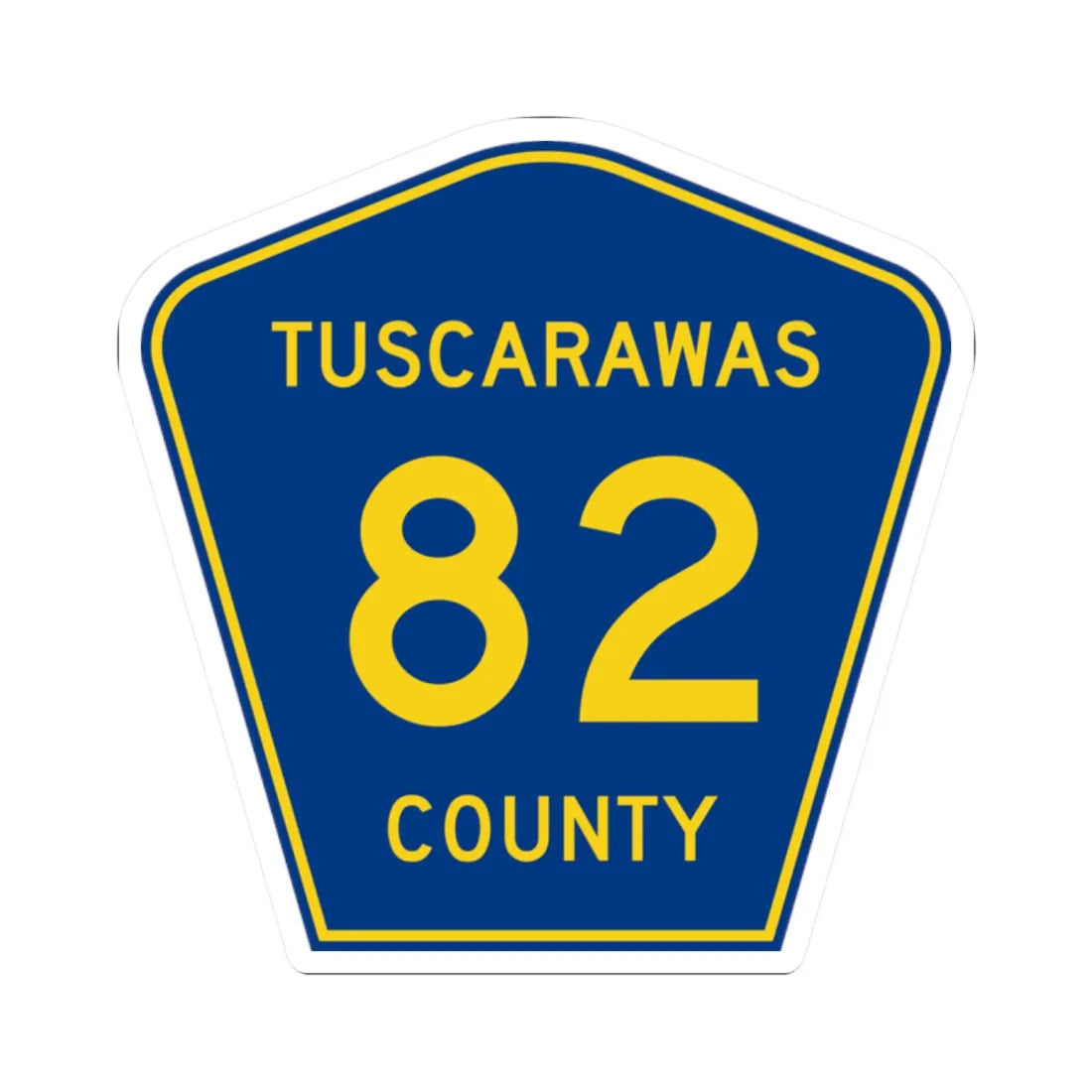 Tuscarawas County 82 (Ohio) (Road Sign) STICKER Vinyl Kiss-Cut Decal 2 Inch White - The Sticker Space