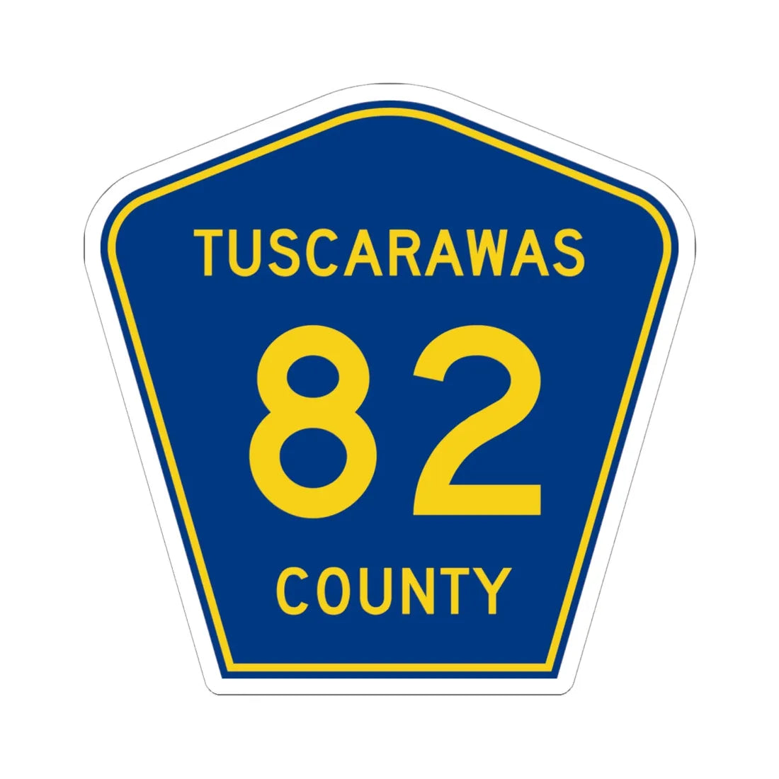 Tuscarawas County 82 (Ohio) (Road Sign) STICKER Vinyl Kiss-Cut Decal 6 Inch White - The Sticker Space