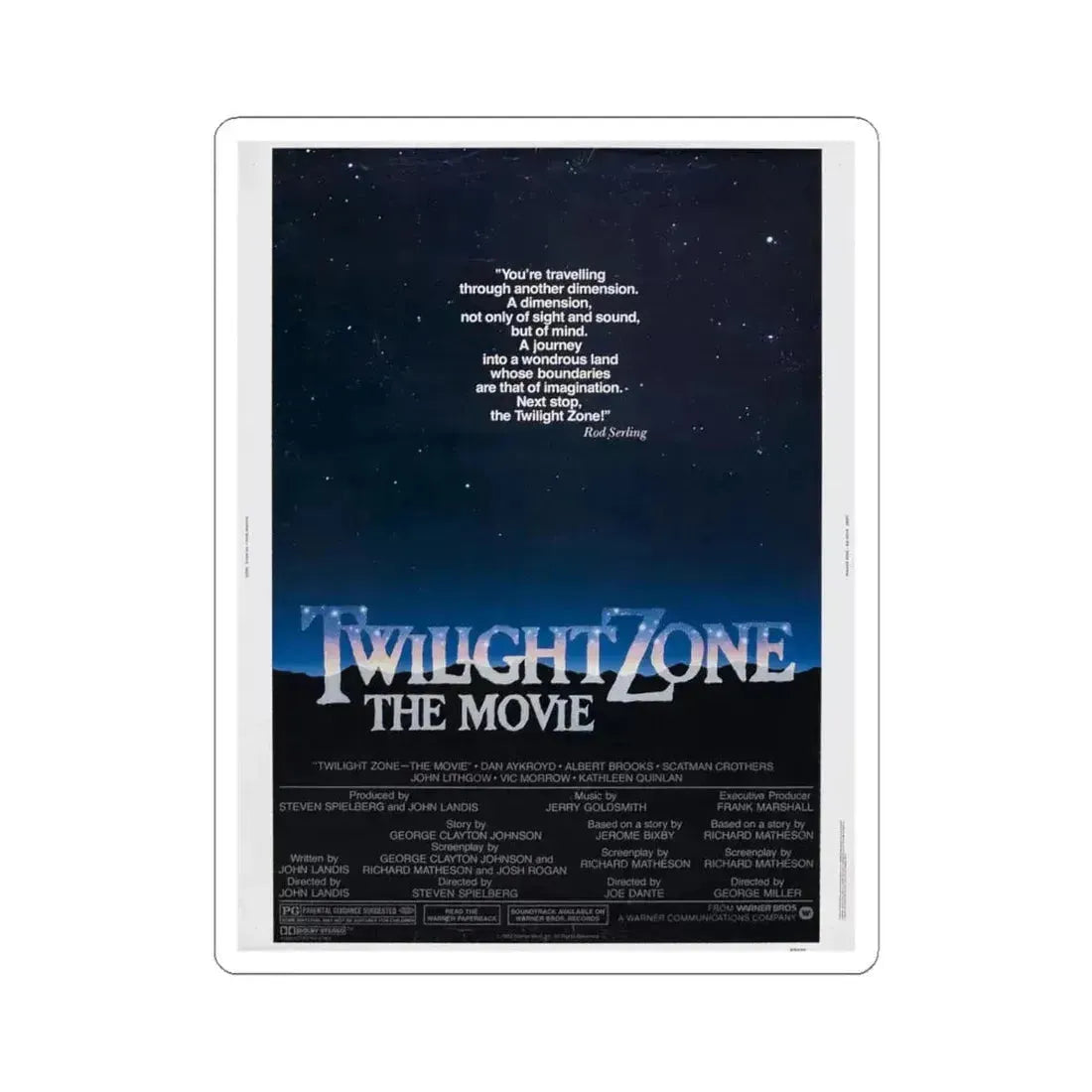 TWILIGHT ZONE THE MOVIE 1983 Movie Poster - STICKER Vinyl Kiss-Cut Decal 6 Inch White - The Sticker Space