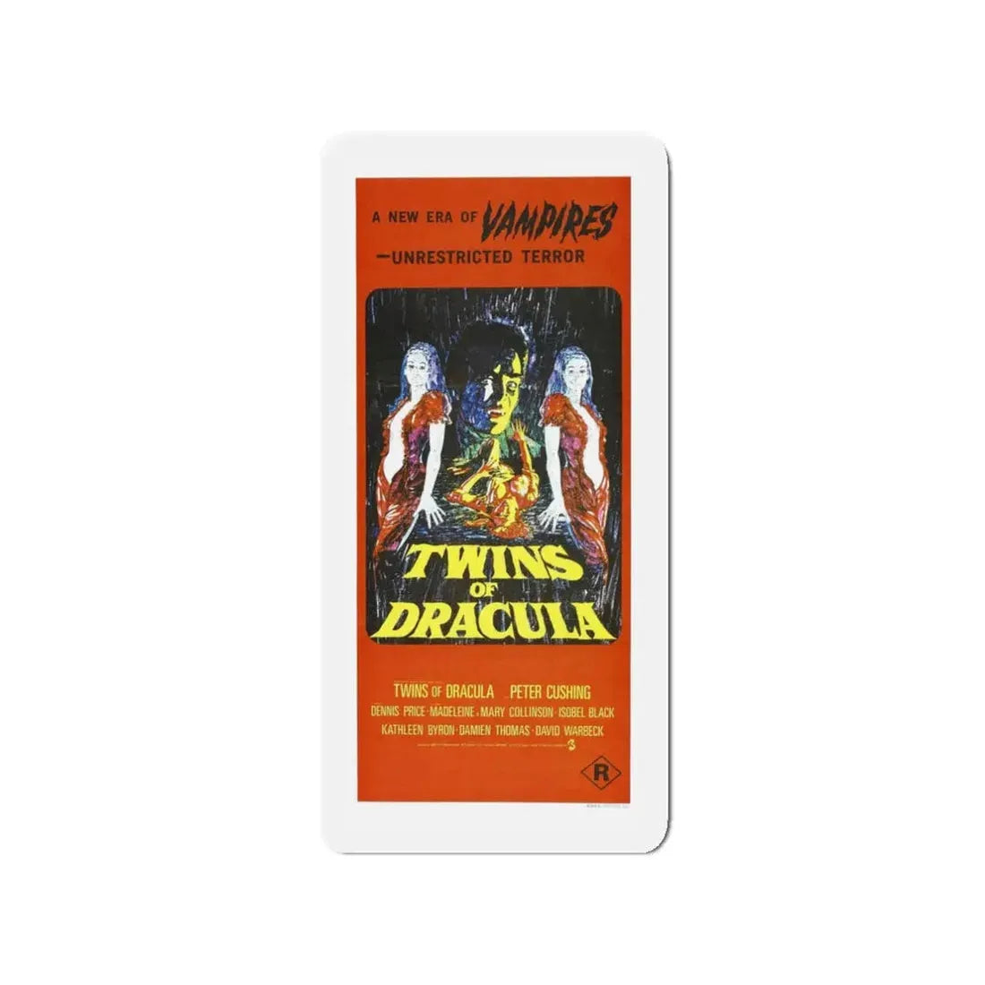 TWINS OF DRACULA 1971 Movie Poster - Refrigerator Magnet 3 Inch Die-Cut - The Sticker Space
