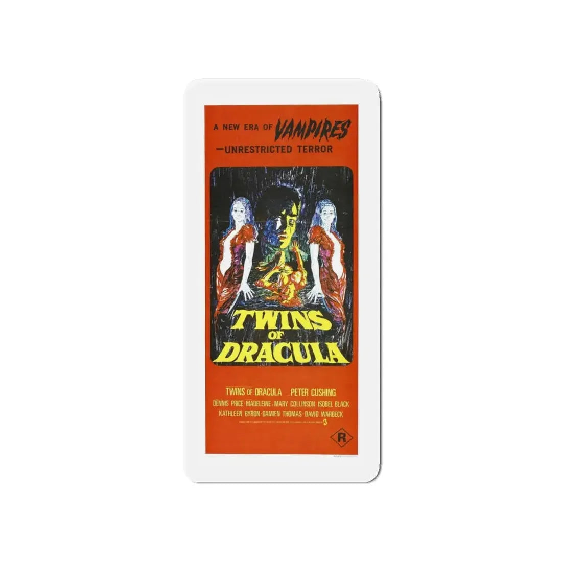 TWINS OF DRACULA 1971 Movie Poster - Refrigerator Magnet 4 Inch Die-Cut - The Sticker Space