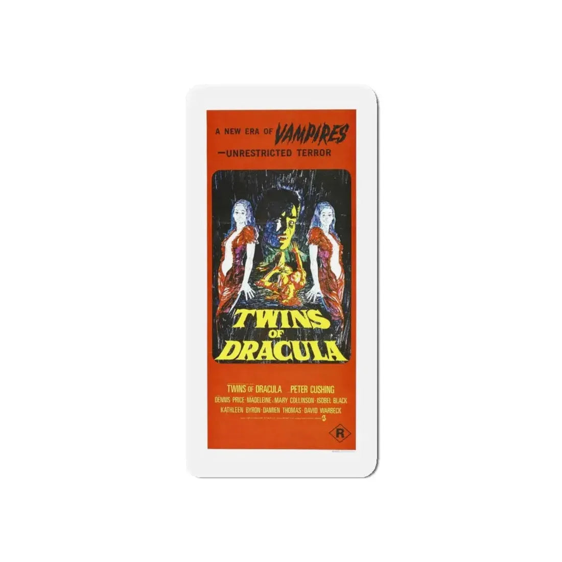 TWINS OF DRACULA 1971 Movie Poster - Refrigerator Magnet 6 Inch Die-Cut - The Sticker Space