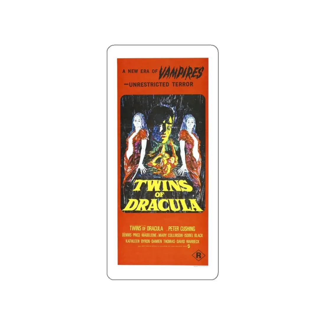 TWINS OF DRACULA 1971 Movie Poster STICKER Vinyl Die-Cut Decal 4 Inch - The Sticker Space