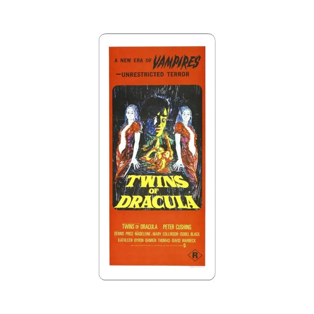 TWINS OF DRACULA 1971 Movie Poster - STICKER Vinyl Kiss-Cut Decal 6 Inch White - The Sticker Space
