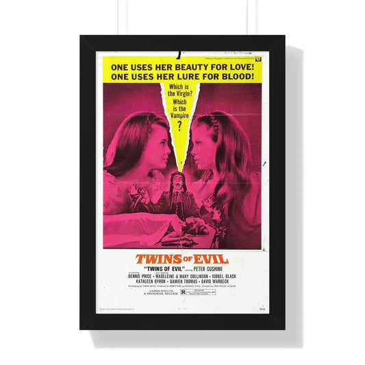 TWINS OF EVIL 1971 - Framed Movie Poster 16″ x 24″ Black - The Sticker Space