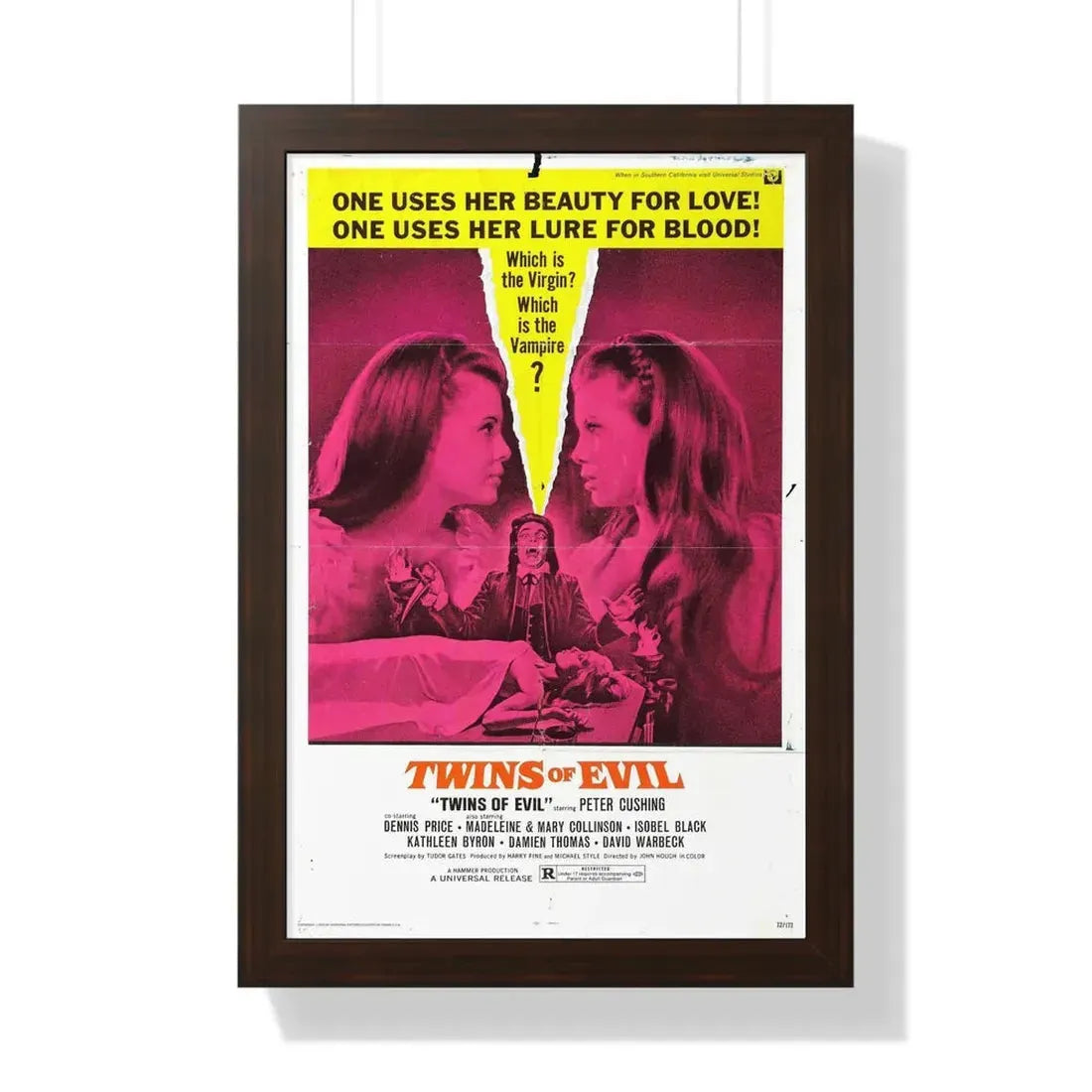 TWINS OF EVIL 1971 - Framed Movie Poster 16″ x 24″ Walnut - The Sticker Space