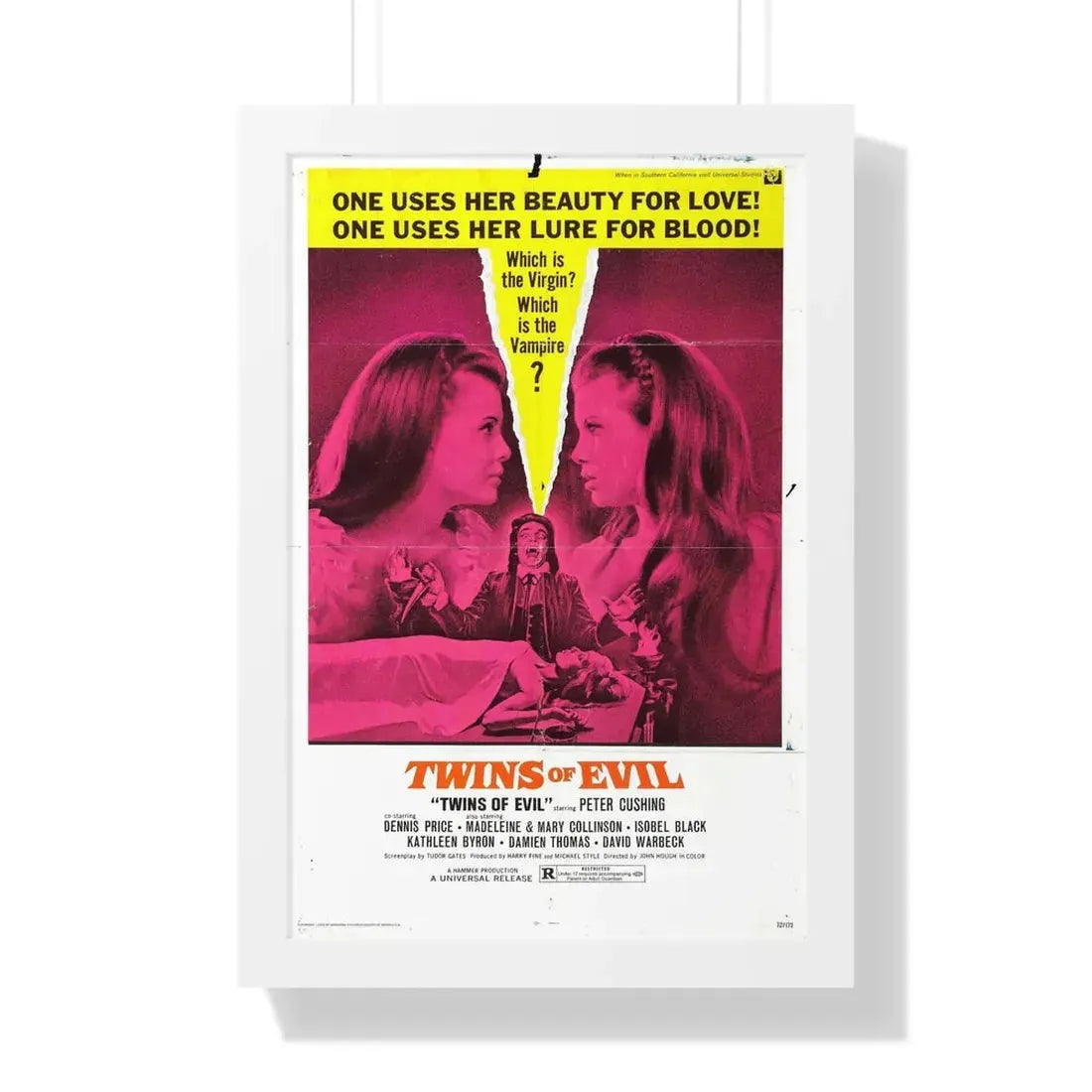 TWINS OF EVIL 1971 - Framed Movie Poster 16″ x 24″ White - The Sticker Space