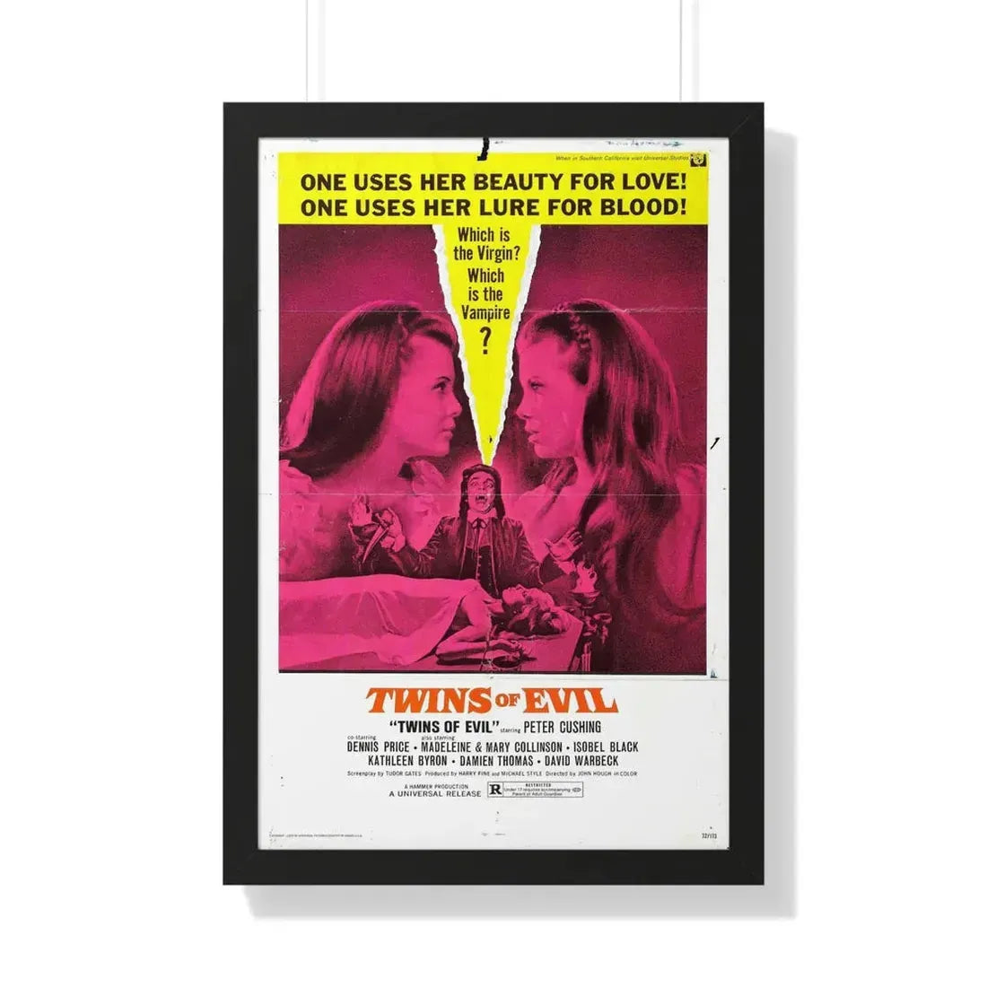 TWINS OF EVIL 1971 - Framed Movie Poster 20" x 30" Black - The Sticker Space