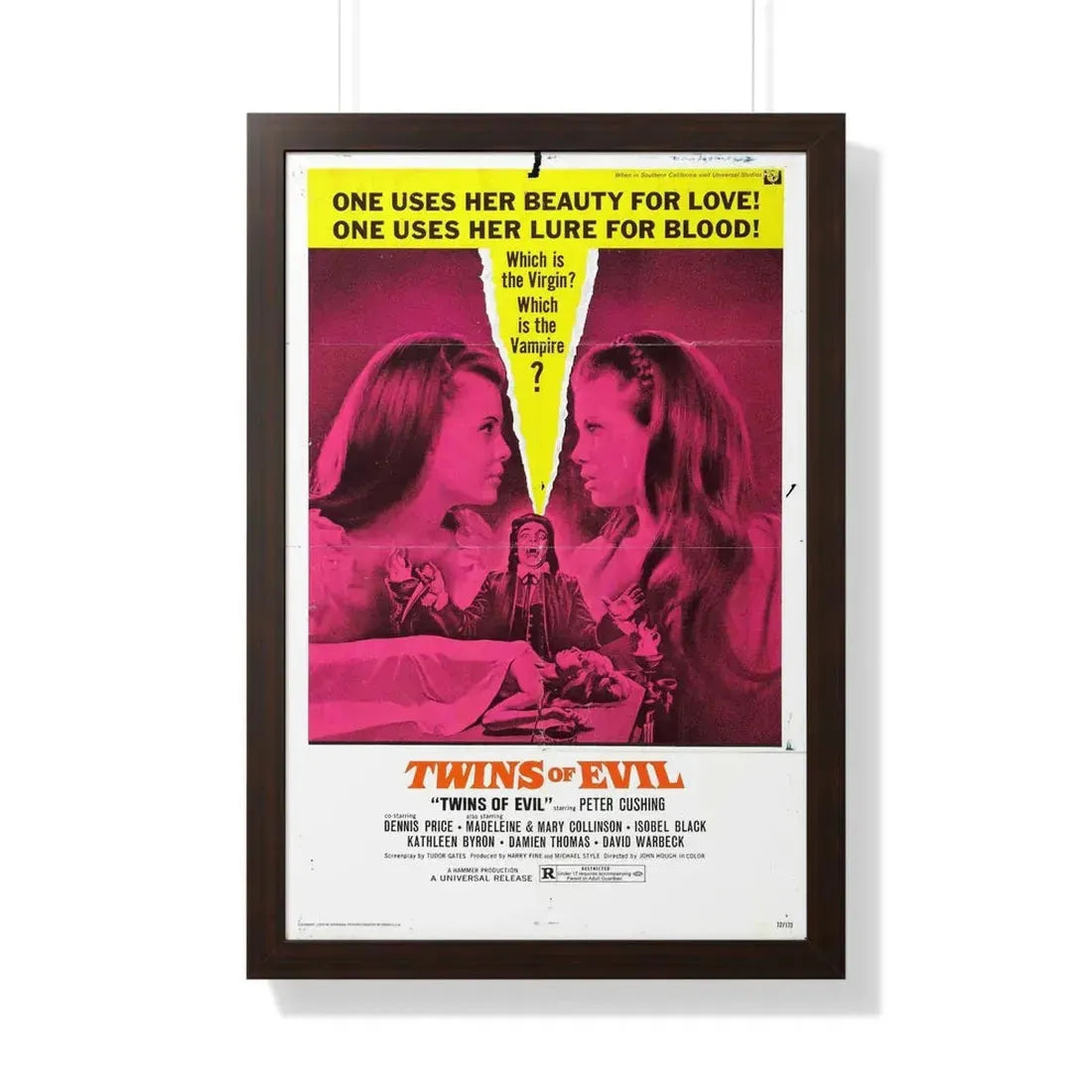 TWINS OF EVIL 1971 - Framed Movie Poster 20" x 30" Walnut - The Sticker Space