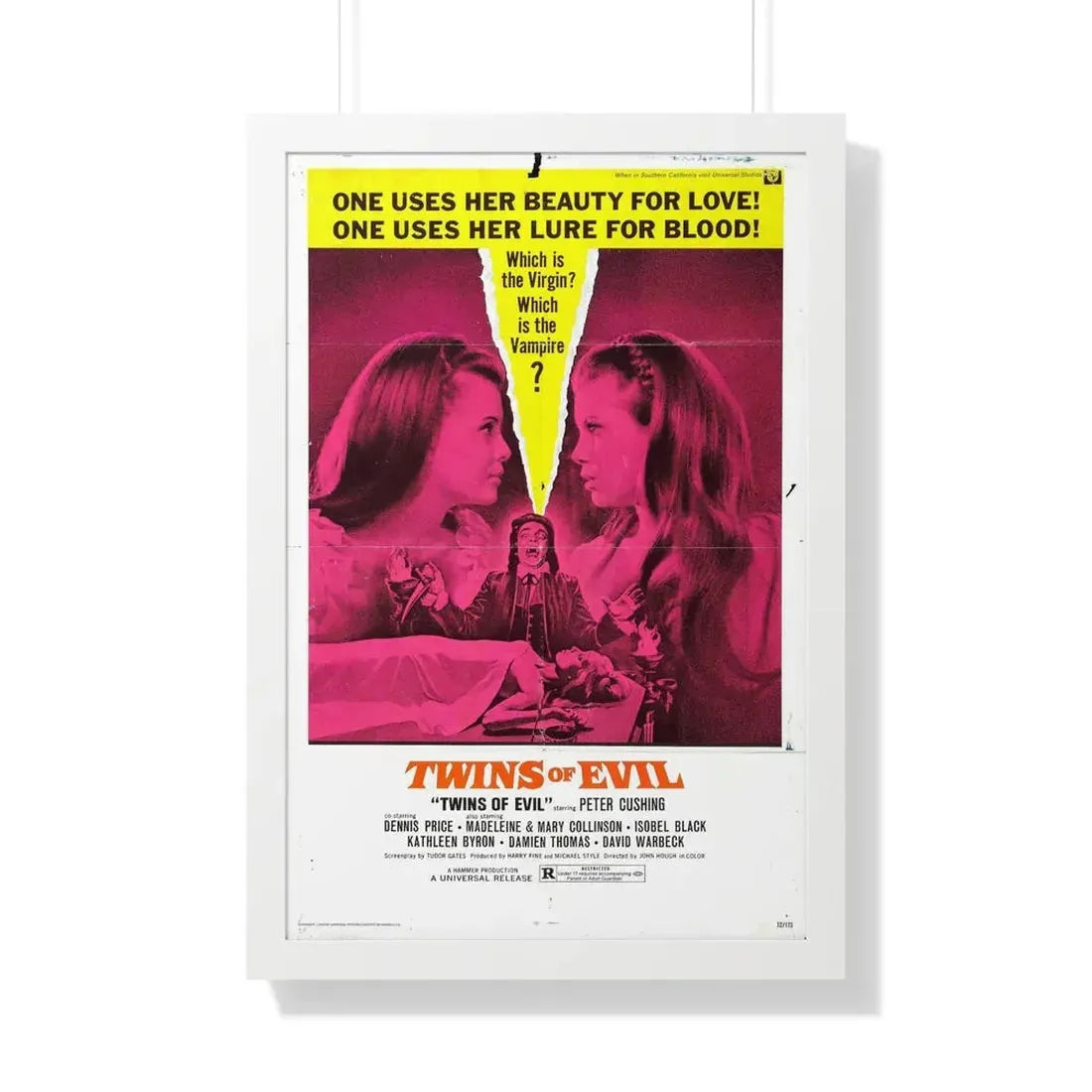 TWINS OF EVIL 1971 - Framed Movie Poster 20" x 30" White - The Sticker Space