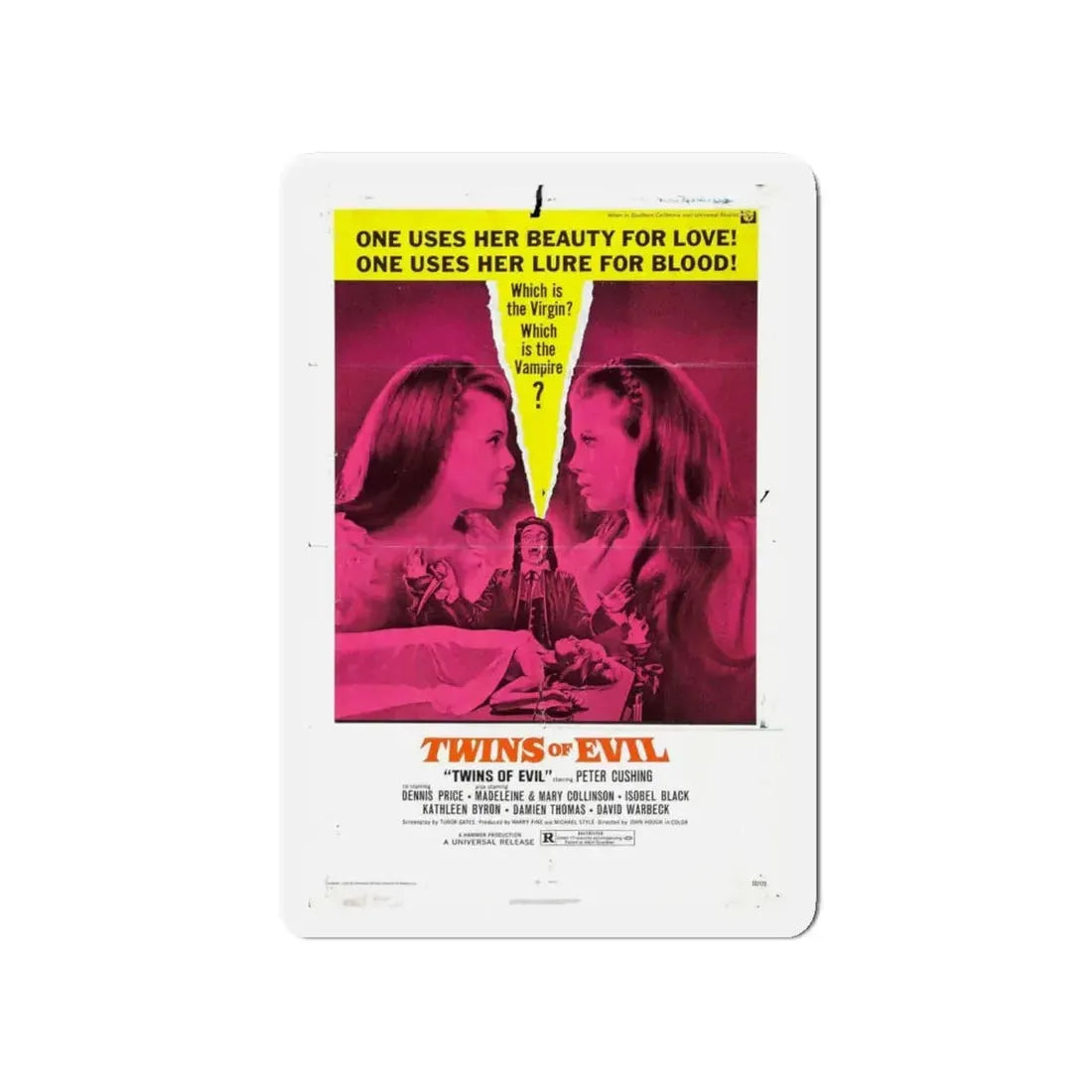 TWINS OF EVIL 1971 Movie Poster - Refrigerator Magnet 4 Inch Die-Cut - The Sticker Space