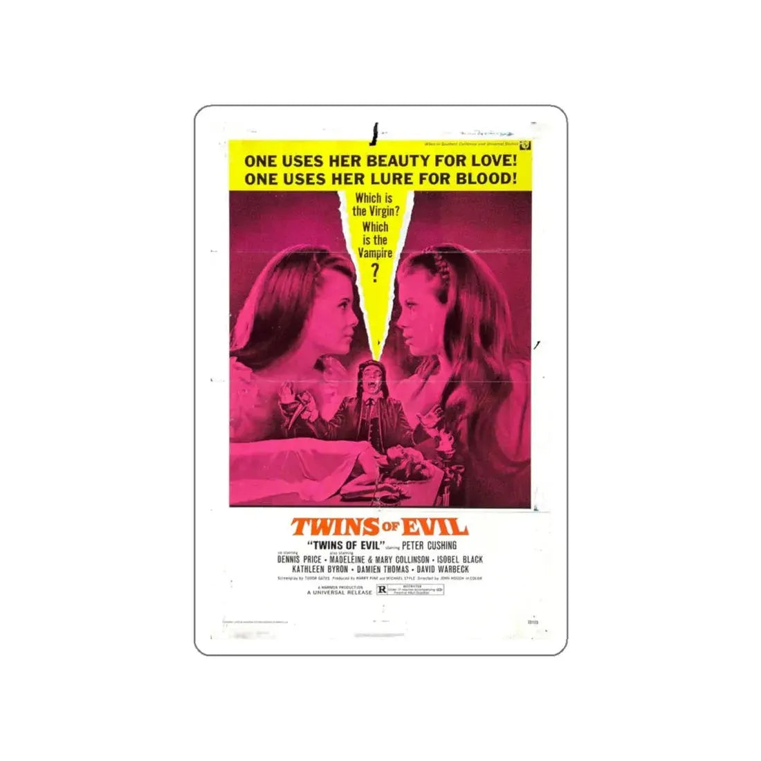 TWINS OF EVIL 1971 Movie Poster STICKER Vinyl Die-Cut Decal 6 Inch - The Sticker Space