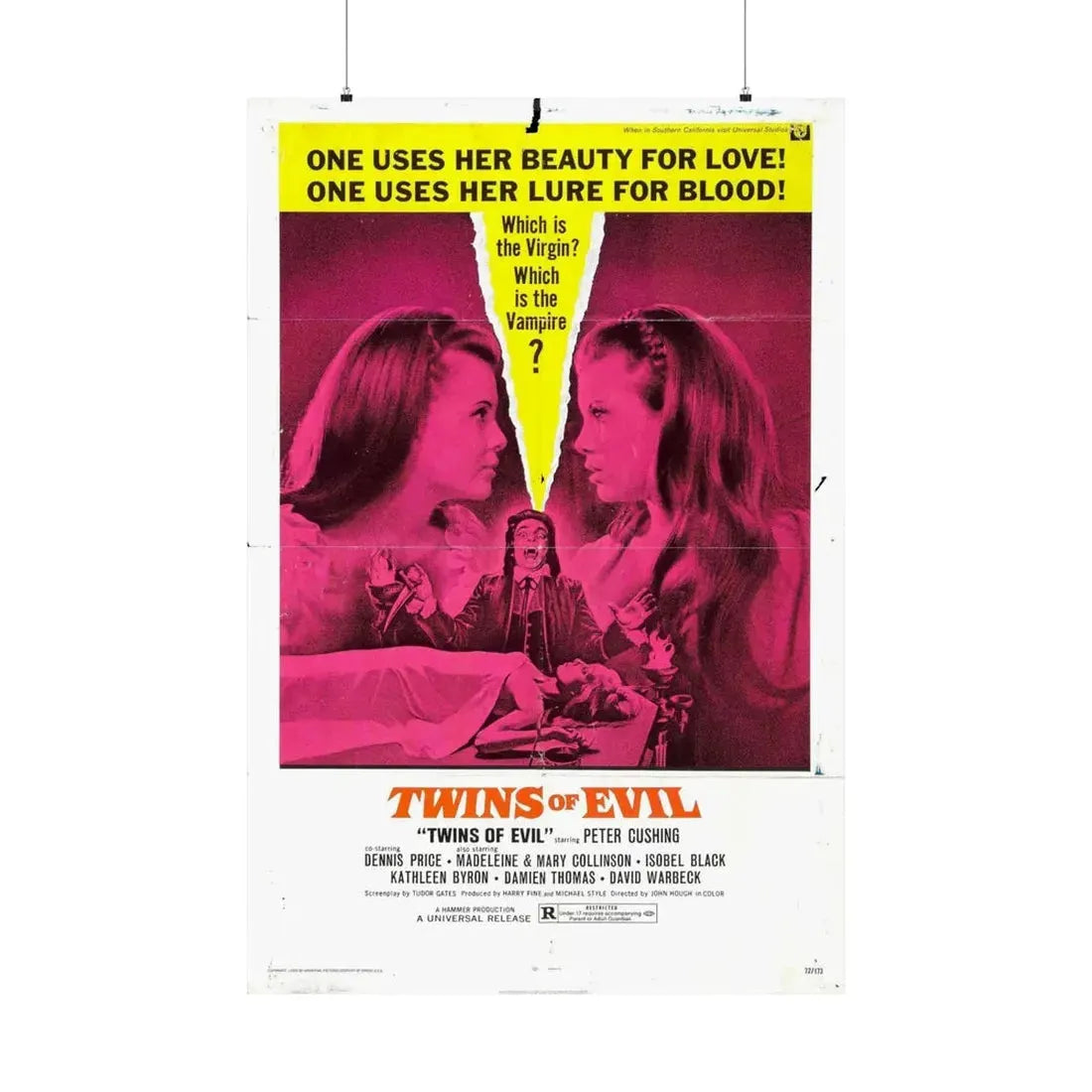 TWINS OF EVIL 1971 - Paper Movie Poster 36" x 54" Matte - The Sticker Space