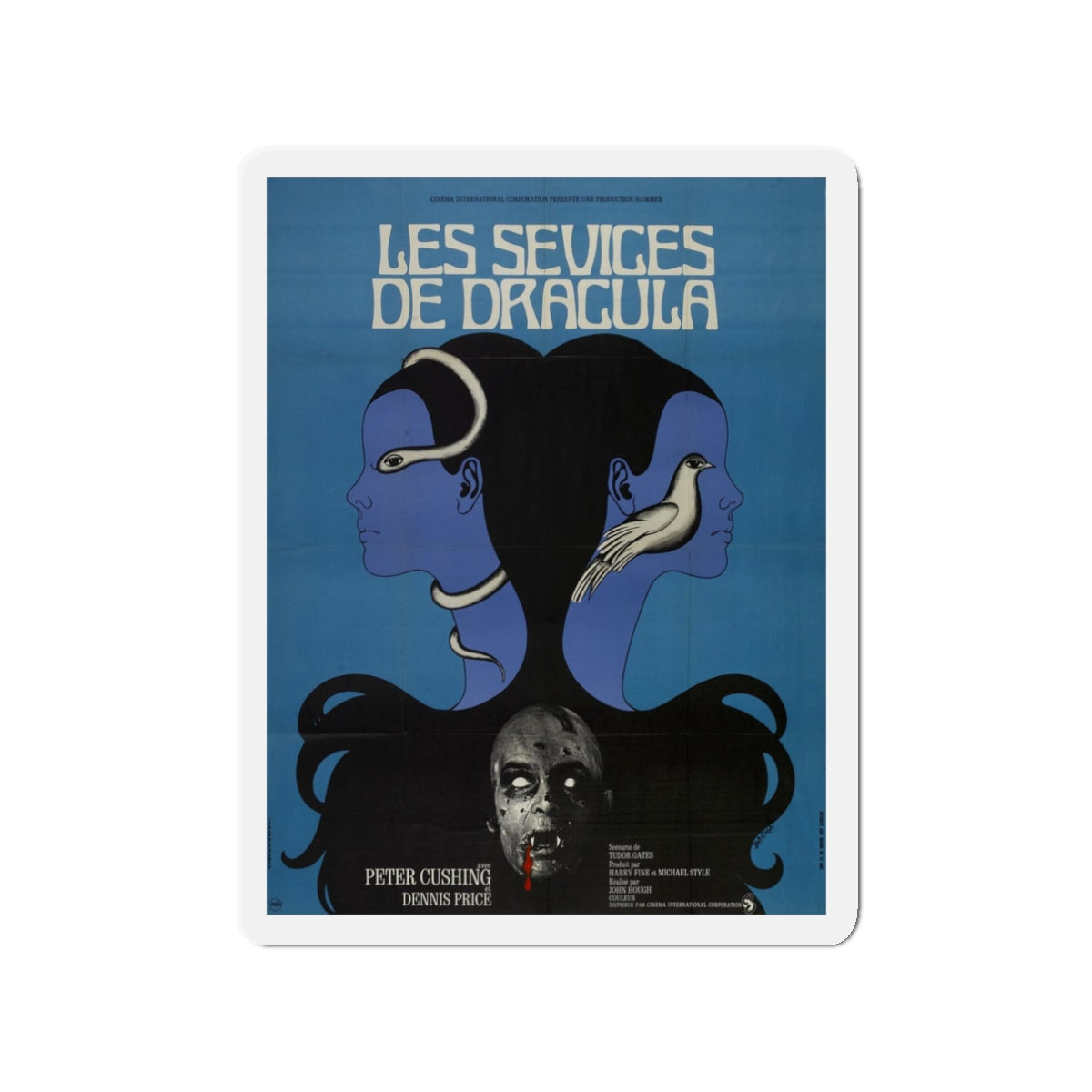 TWINS OF EVIL (FRENCH) 1971 Movie Poster - Refrigerator Magnet-3 Inch-Die-Cut-The Sticker Space