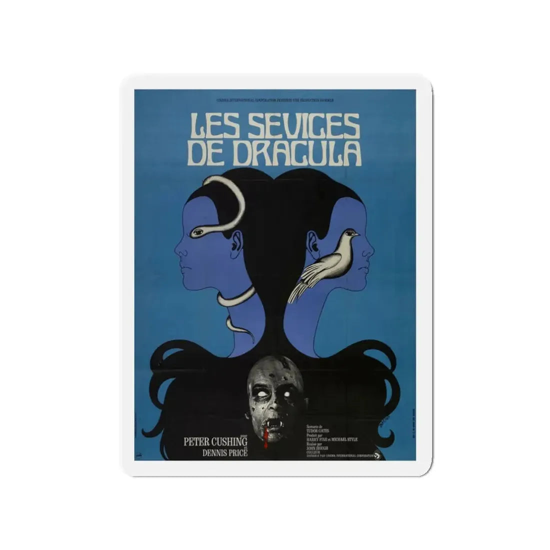 TWINS OF EVIL (FRENCH) 1971 Movie Poster - Refrigerator Magnet 3 Inch Die-Cut - The Sticker Space