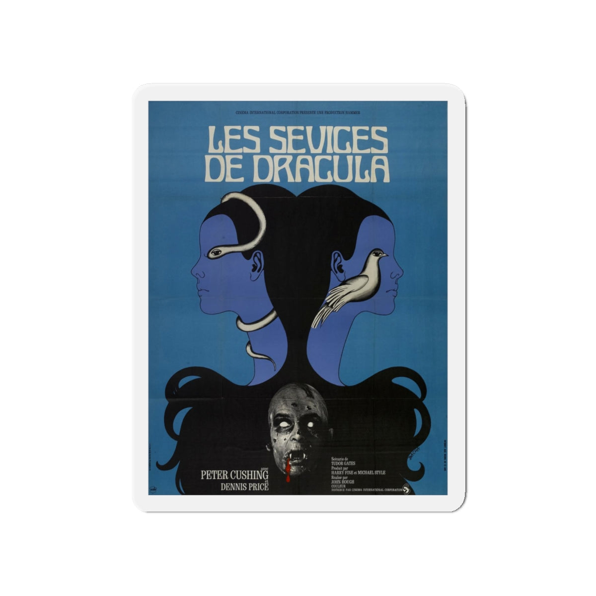 TWINS OF EVIL (FRENCH) 1971 Movie Poster - Refrigerator Magnet-4 Inch-Die-Cut-The Sticker Space