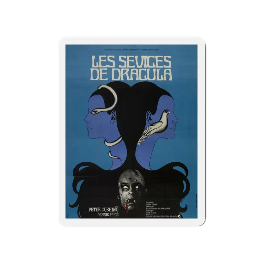 TWINS OF EVIL (FRENCH) 1971 Movie Poster - Refrigerator Magnet 4 Inch Die-Cut - The Sticker Space