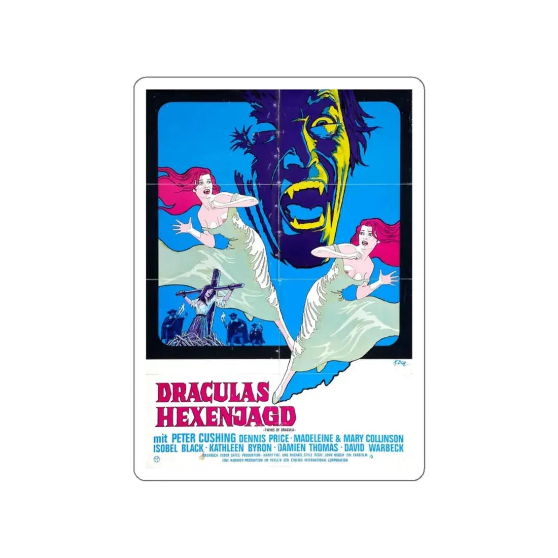 TWINS OF EVIL (GERMAN) 1971 Movie Poster STICKER Vinyl Die-Cut Decal 4 Inch - The Sticker Space