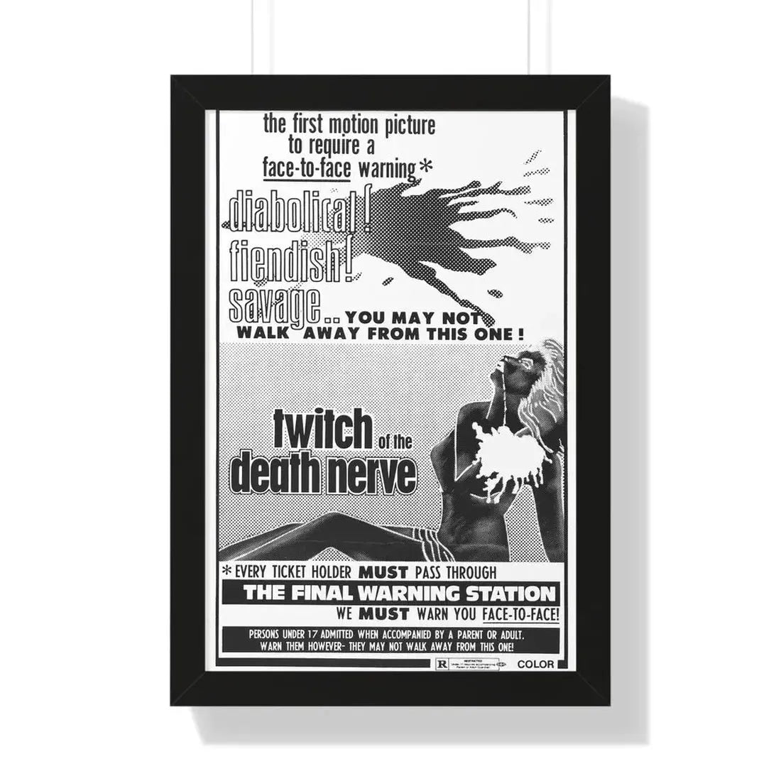 TWITCH OF THE DEATH NERVE (BAY OF BLOOD) 1971 - Framed Movie Poster 16″ x 24″ Black - The Sticker Space