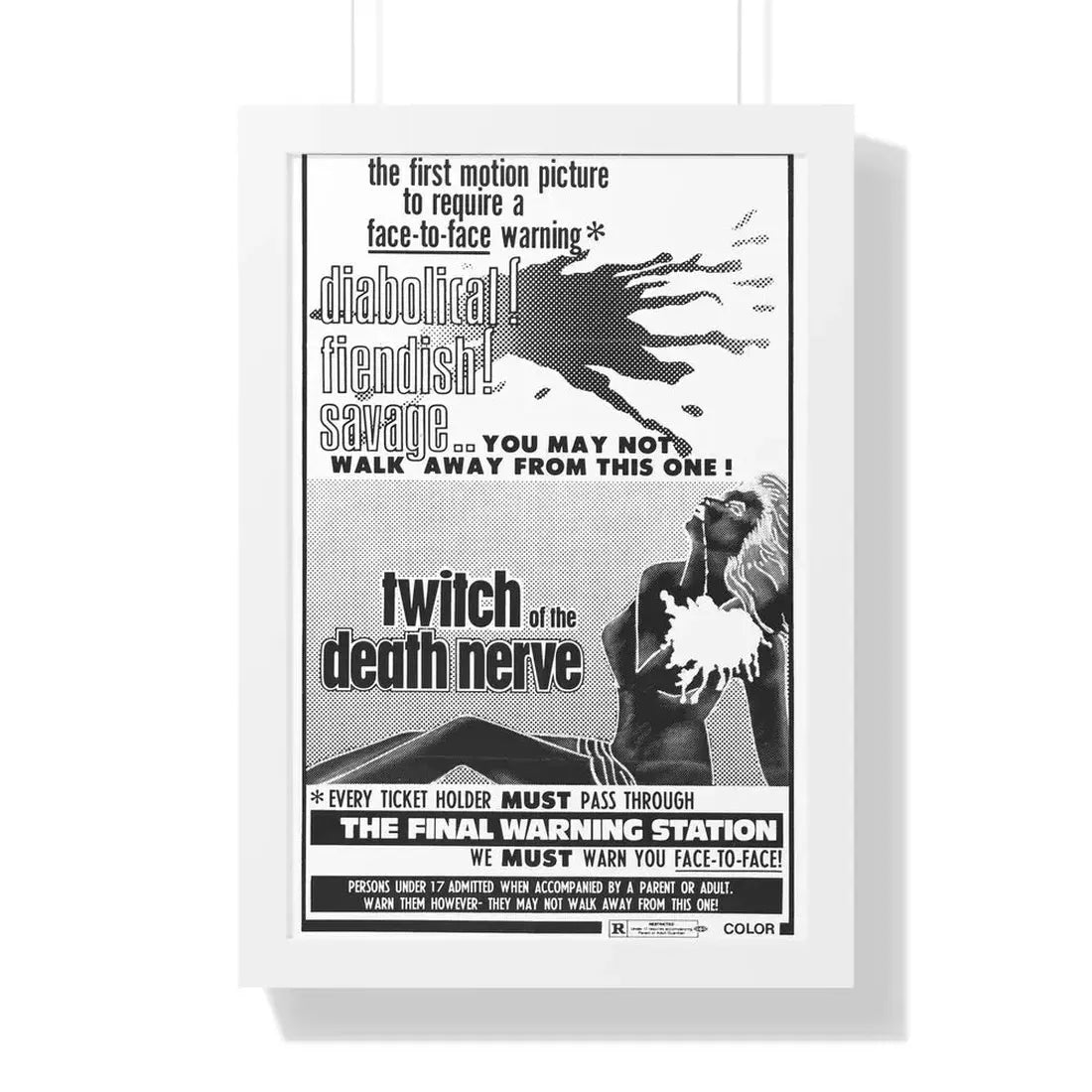 TWITCH OF THE DEATH NERVE (BAY OF BLOOD) 1971 - Framed Movie Poster 16″ x 24″ White - The Sticker Space
