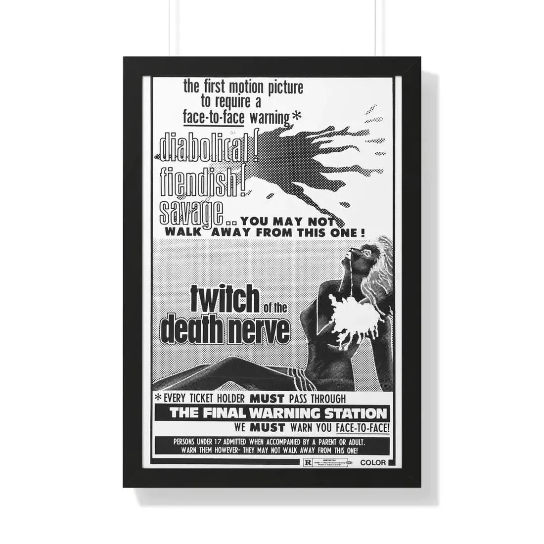 TWITCH OF THE DEATH NERVE (BAY OF BLOOD) 1971 - Framed Movie Poster 20" x 30" Black - The Sticker Space