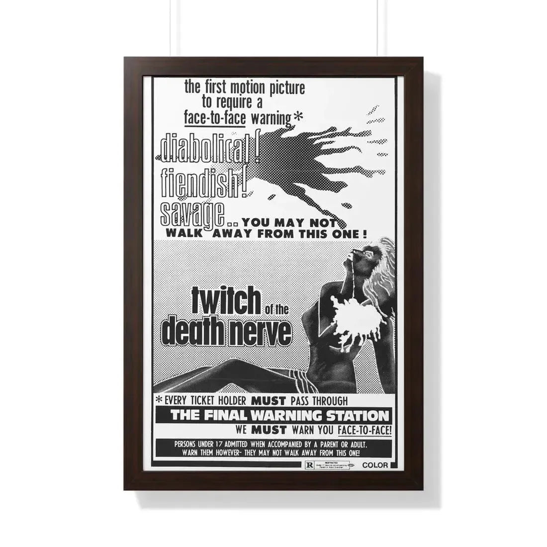 TWITCH OF THE DEATH NERVE (BAY OF BLOOD) 1971 - Framed Movie Poster 20" x 30" Walnut - The Sticker Space