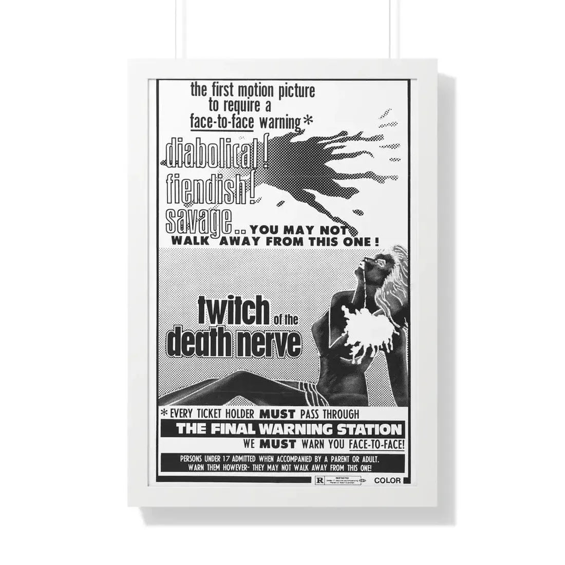 TWITCH OF THE DEATH NERVE (BAY OF BLOOD) 1971 - Framed Movie Poster 20" x 30" White - The Sticker Space