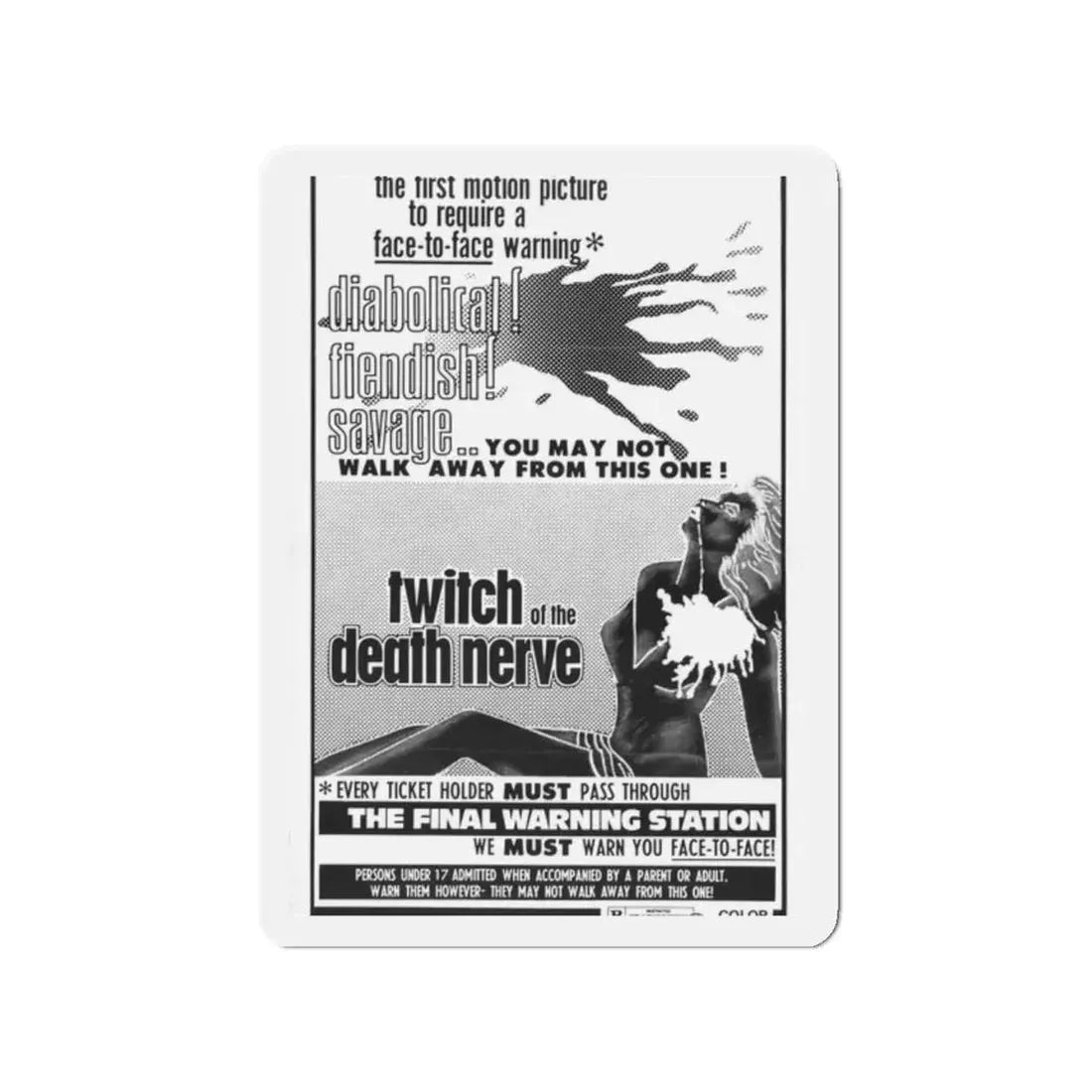 TWITCH OF THE DEATH NERVE (BAY OF BLOOD) 1971 Movie Poster - Refrigerator Magnet 2 Inch - The Sticker Space