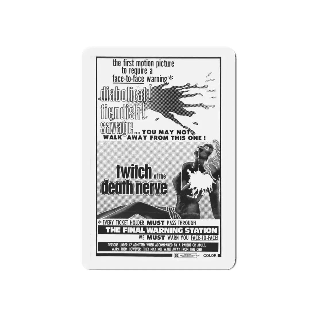 TWITCH OF THE DEATH NERVE (BAY OF BLOOD) 1971 Movie Poster - Refrigerator Magnet 5 Inch - The Sticker Space