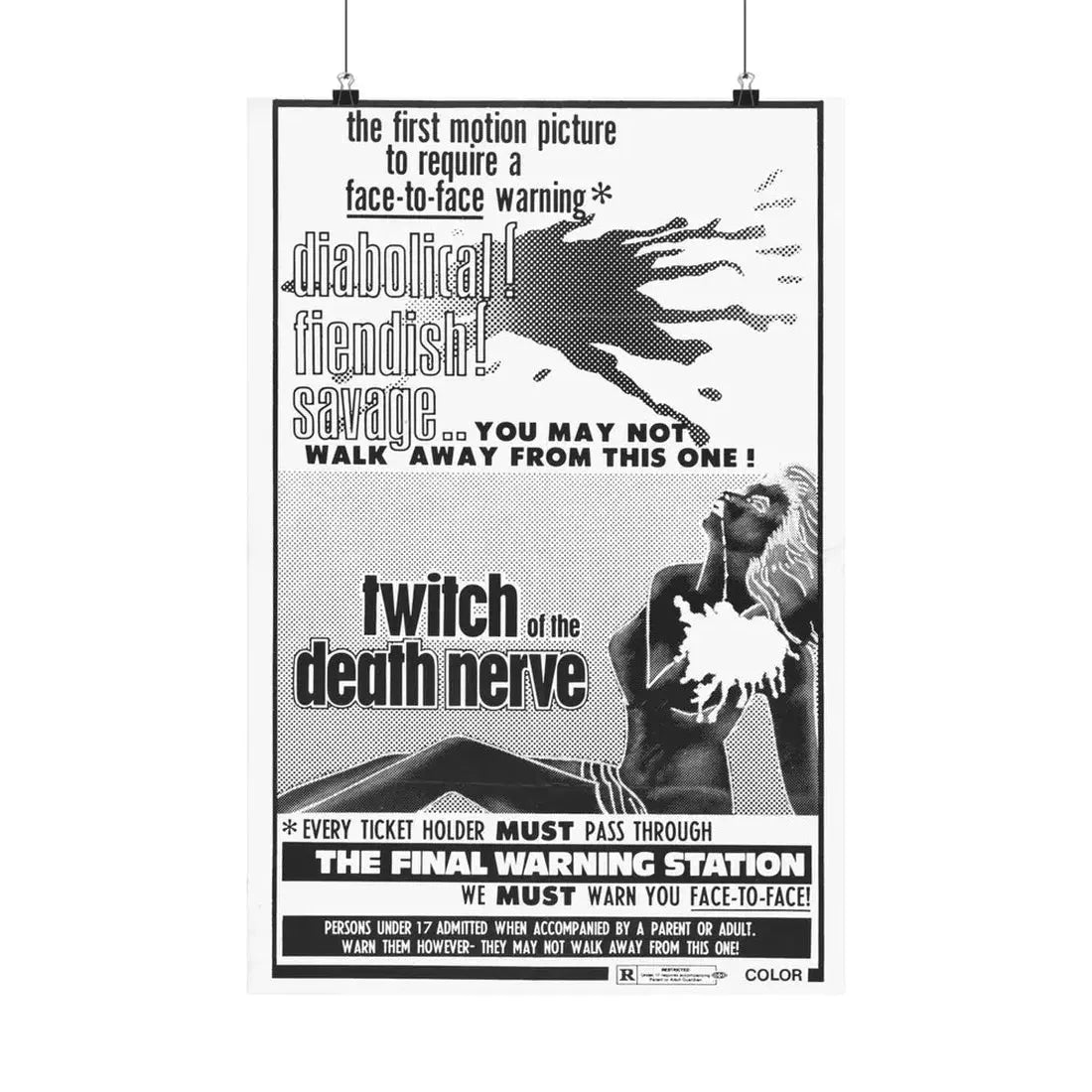 TWITCH OF THE DEATH NERVE (BAY OF BLOOD) 1971 - Paper Movie Poster 16″ x 24″ Matte - The Sticker Space